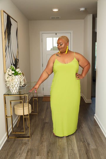 LuxE9 Lime Vacation Cami Maxi Dress